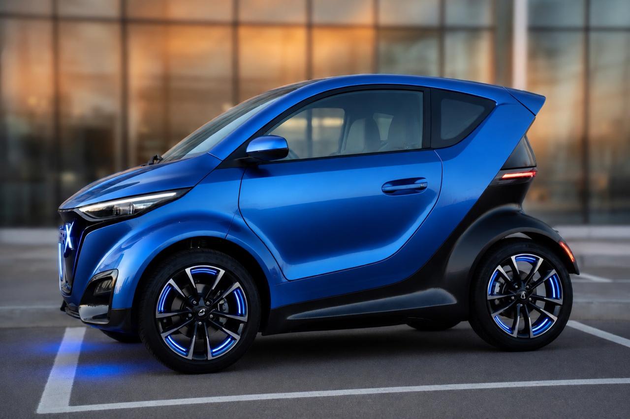 HerX Micro EV in Electric Blue — side profile
