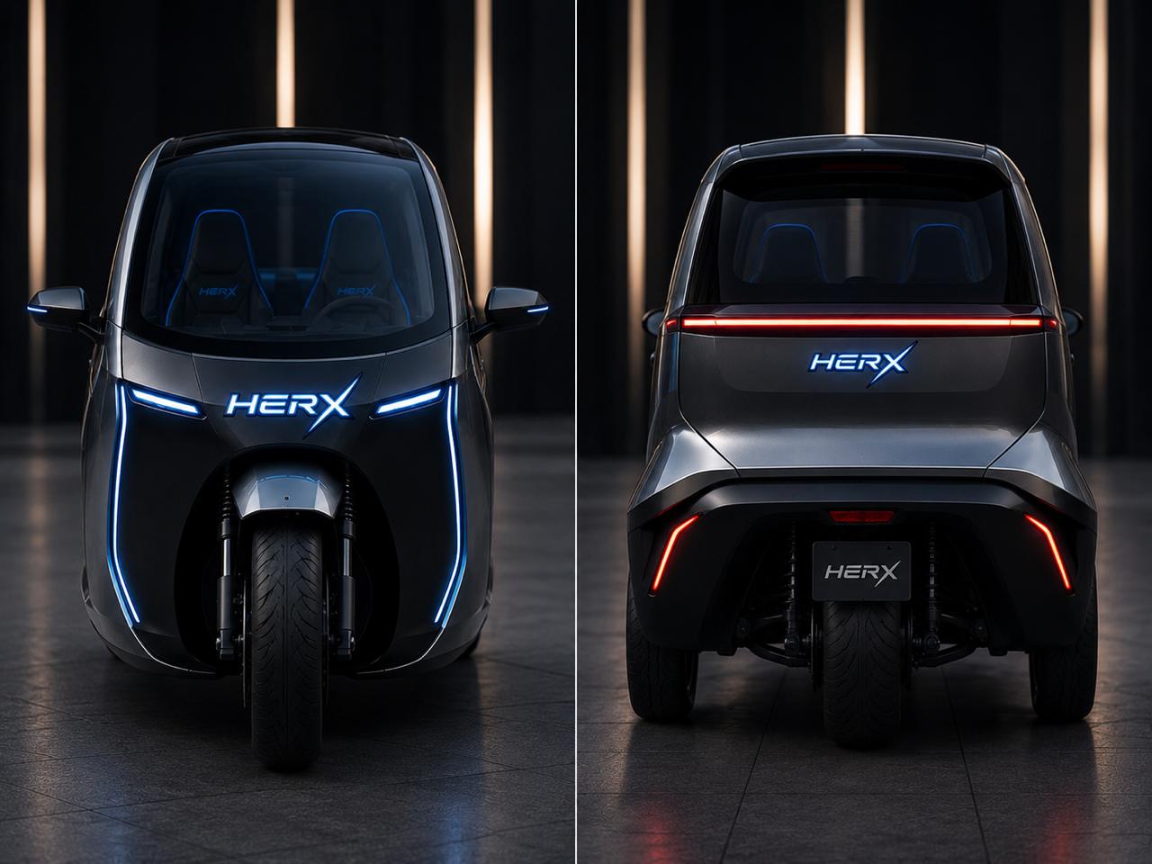 HerX City front and rear studio shots showing illuminated signature lighting