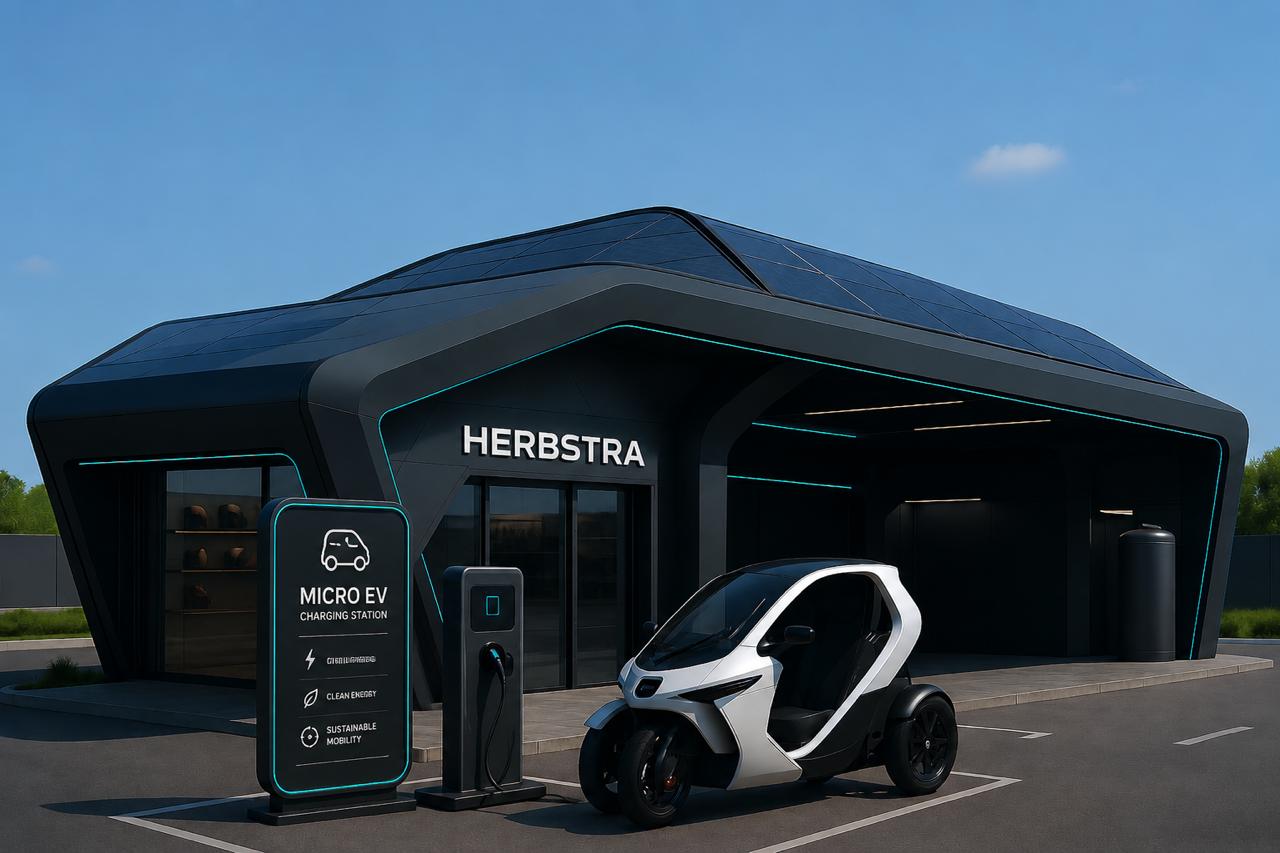 Herbstra Micro EV charging station with solar canopy